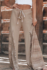 Load image into Gallery viewer, Black Boho Lace Patchwork Wide Leg High Waist Pants - Fashion Queen -  25
