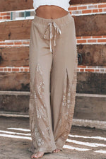 Load image into Gallery viewer, Black Boho Lace Patchwork Wide Leg High Waist Pants - Fashion Queen -  26
