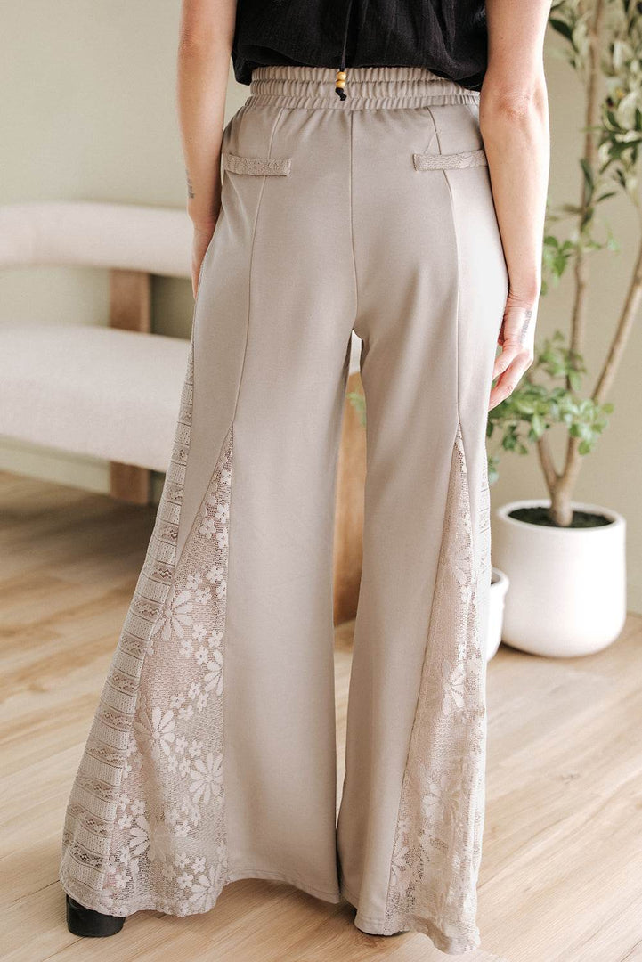 Black Boho Lace Patchwork Wide Leg High Waist Pants - Fashion Queen -  5
