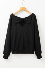 Load image into Gallery viewer, Black Bowknot Dewback Round Neck Sweatshirt - Fashion Queen -  17
