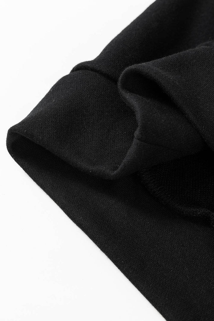 Black Bowknot Dewback Round Neck Sweatshirt - Fashion Queen -  21