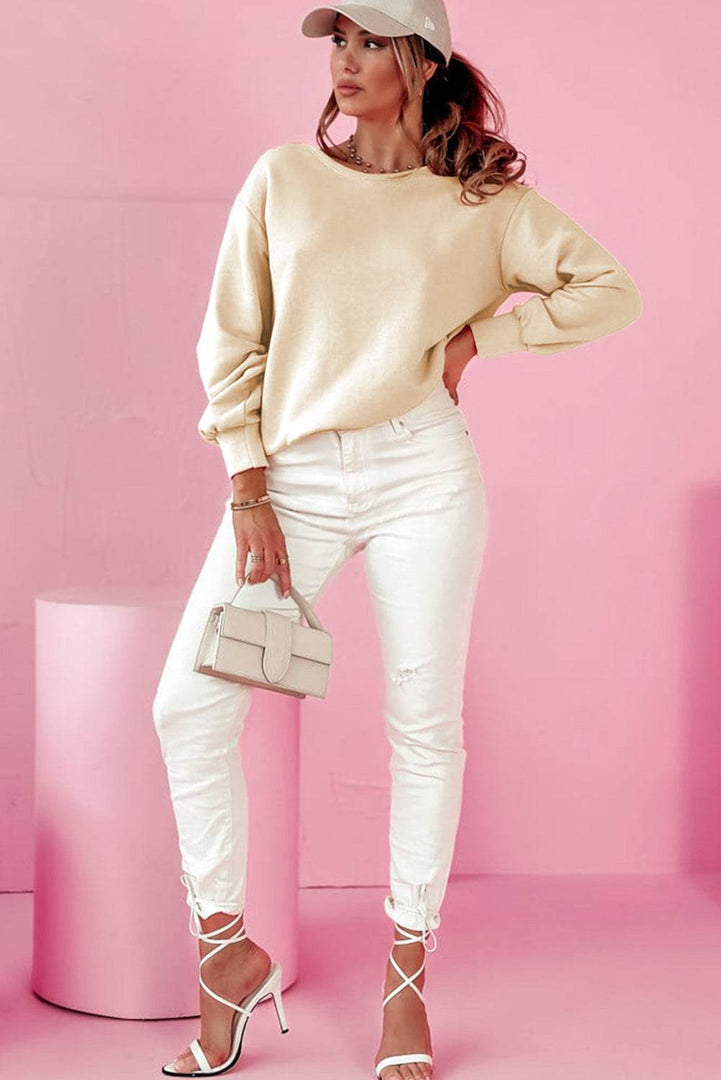 Black Bowknot Dewback Round Neck Sweatshirt - Fashion Queen -  24