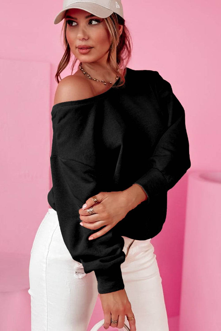Black Bowknot Dewback Round Neck Sweatshirt - Fashion Queen -  3