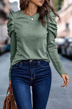 Load image into Gallery viewer, Black Buttoned Puff Long Sleeve Sheath Top - Fashion Queen -  26
