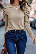 Load image into Gallery viewer, Black Buttoned Puff Long Sleeve Sheath Top - Fashion Queen -  6
