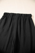 Load image into Gallery viewer, Black Buttoned Vest Drawstring Wide Leg Pants 2pcs Set - Fashion Queen -  20
