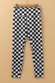 Black Checkered Pattern High Waist Skinny Leggings - Fashion Queen -  3