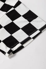 Load image into Gallery viewer, Black Checkered Pattern Tee and Shorts Plus Size Two Piece Set - Fashion Queen -  6
