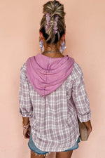 Load image into Gallery viewer, Black Checkered Print Loose Fit Buttoned Hooded Shacket - Fashion Queen -  5
