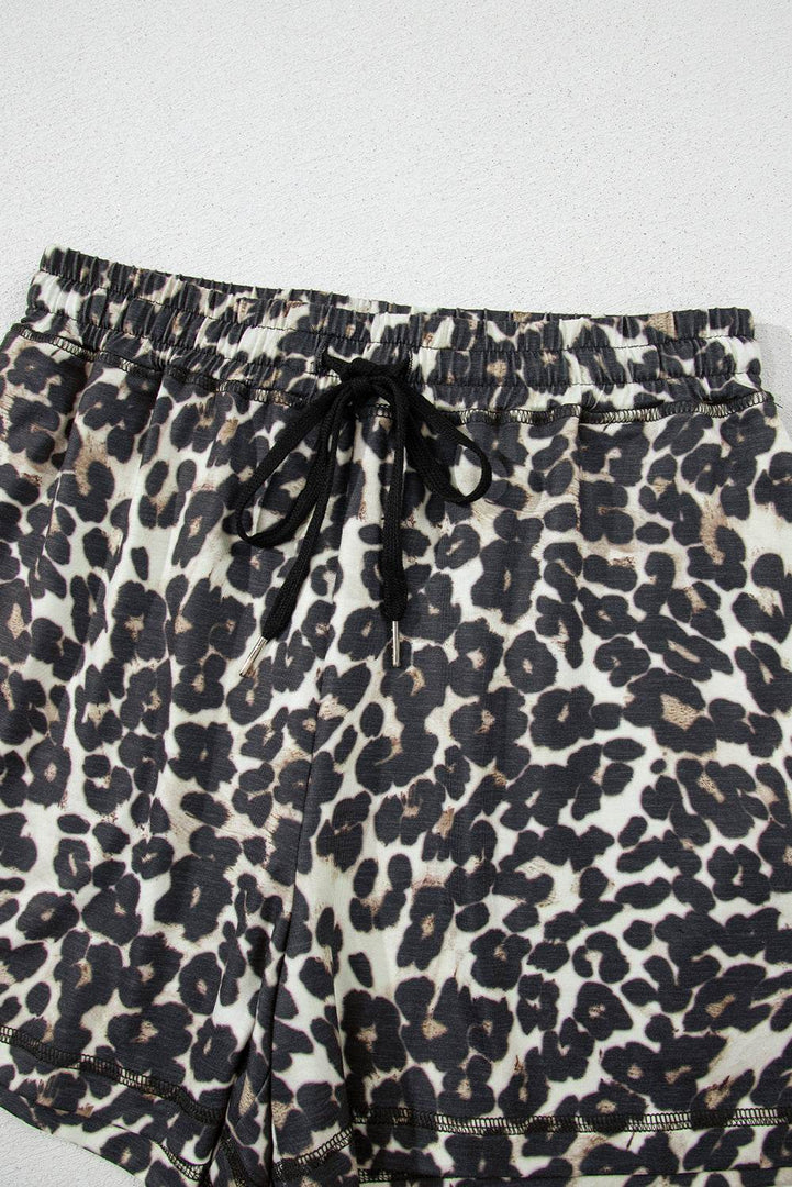 Black Cheetah Printed Casual Tee and Shorts Lounge Set - Fashion Queen -  14