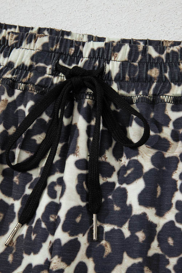 Black Cheetah Printed Casual Tee and Shorts Lounge Set - Fashion Queen -  15