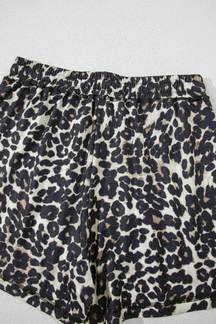 Black Cheetah Printed Casual Tee and Shorts Lounge Set - Fashion Queen -  18