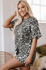 Load image into Gallery viewer, Black Cheetah Printed Casual Tee and Shorts Lounge Set - Fashion Queen -  21
