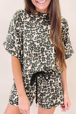 Load image into Gallery viewer, Black Cheetah Printed Casual Tee and Shorts Lounge Set - Fashion Queen -  3
