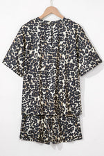 Load image into Gallery viewer, Black Cheetah Printed Casual Tee and Shorts Lounge Set - Fashion Queen -  6
