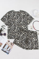 Load image into Gallery viewer, Black Cheetah Printed Casual Tee and Shorts Lounge Set - Fashion Queen -  8
