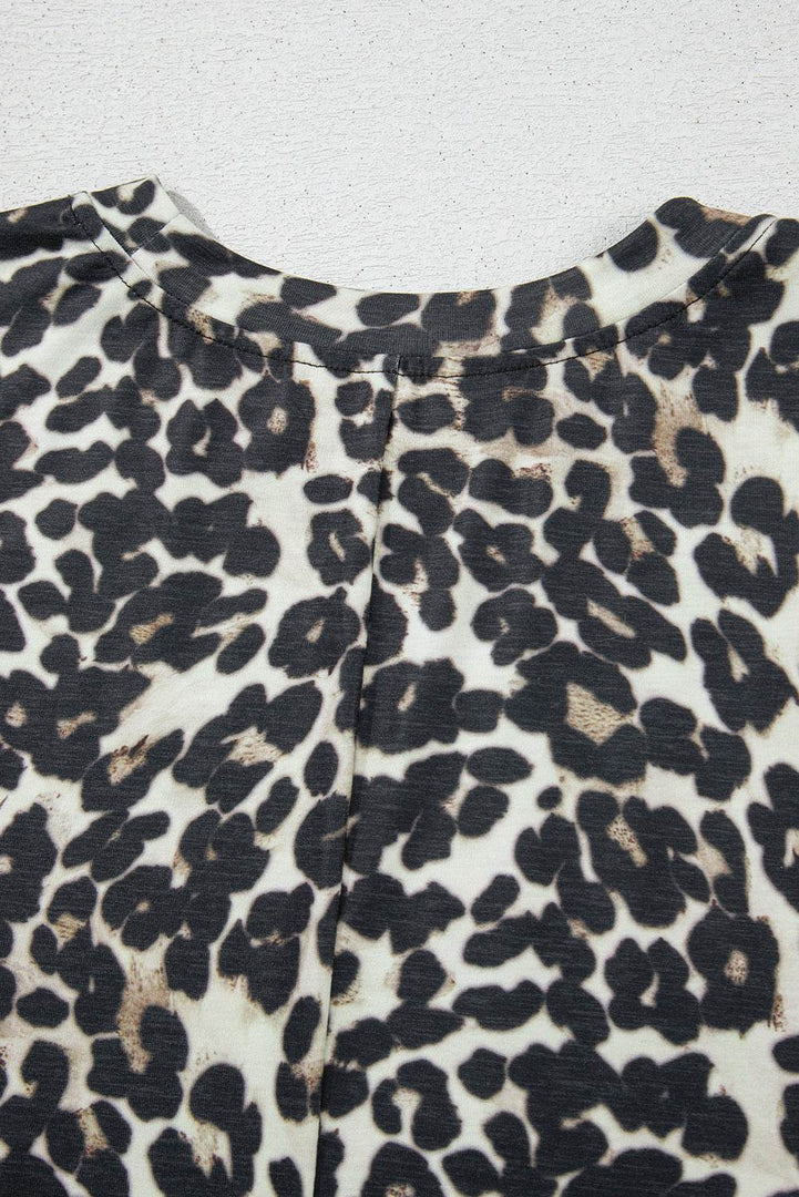 Black Cheetah Printed Casual Tee and Shorts Lounge Set - Fashion Queen -  9