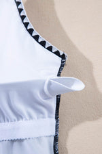 Load image into Gallery viewer, Black Color Block Ric Rac Trim U Neck One Piece Swimsuit - Fashion Queen -  17
