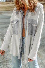 Load image into Gallery viewer, Black Contrast Flap Pockets Relaxed Shacket - Fashion Queen -  13
