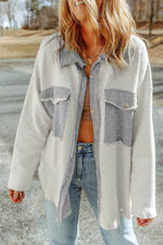 Load image into Gallery viewer, Black Contrast Flap Pockets Relaxed Shacket - Fashion Queen -  14
