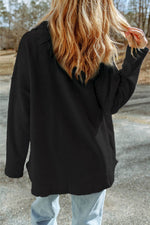 Load image into Gallery viewer, Black Contrast Flap Pockets Relaxed Shacket - Fashion Queen -  2
