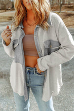 Load image into Gallery viewer, Black Contrast Flap Pockets Relaxed Shacket - Fashion Queen -  4
