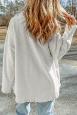 Load image into Gallery viewer, Black Contrast Flap Pockets Relaxed Shacket - Fashion Queen -  5
