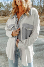 Load image into Gallery viewer, Black Contrast Flap Pockets Relaxed Shacket - Fashion Queen -  6
