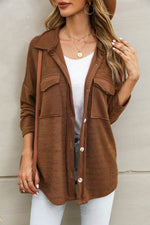 Load image into Gallery viewer, Black Contrast Flap Pockets Relaxed Shacket - Fashion Queen -  9
