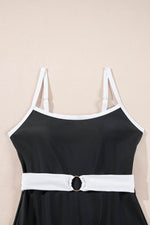 Load image into Gallery viewer, Black Contrast Trim Two Tone Belted One Piece Swimsuit - Fashion Queen -  11
