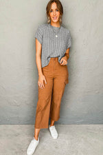 Load image into Gallery viewer, Black Crew Neck Cable Knit Short Sleeve Sweater - Fashion Queen -  20

