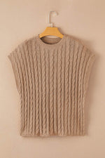 Load image into Gallery viewer, Black Crew Neck Cable Knit Short Sleeve Sweater - Fashion Queen -  29
