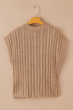 Load image into Gallery viewer, Black Crew Neck Cable Knit Short Sleeve Sweater - Fashion Queen -  30
