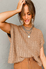 Load image into Gallery viewer, Black Crew Neck Cable Knit Short Sleeve Sweater - Fashion Queen -  9
