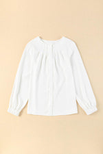 Load image into Gallery viewer, Black Crew Neck Gathered Stretch Cuff Shirt - Fashion Queen -  13
