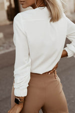 Load image into Gallery viewer, Black Crew Neck Gathered Stretch Cuff Shirt - Fashion Queen -  5
