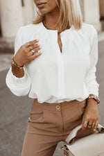 Load image into Gallery viewer, Black Crew Neck Gathered Stretch Cuff Shirt - Fashion Queen -  6
