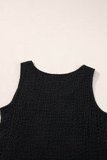 Load image into Gallery viewer, Black Crinkled U Neck Tank Top and Wide Leg Pants Set - Fashion Queen -  10
