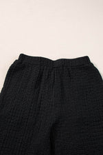 Load image into Gallery viewer, Black Crinkled U Neck Tank Top and Wide Leg Pants Set - Fashion Queen -  14
