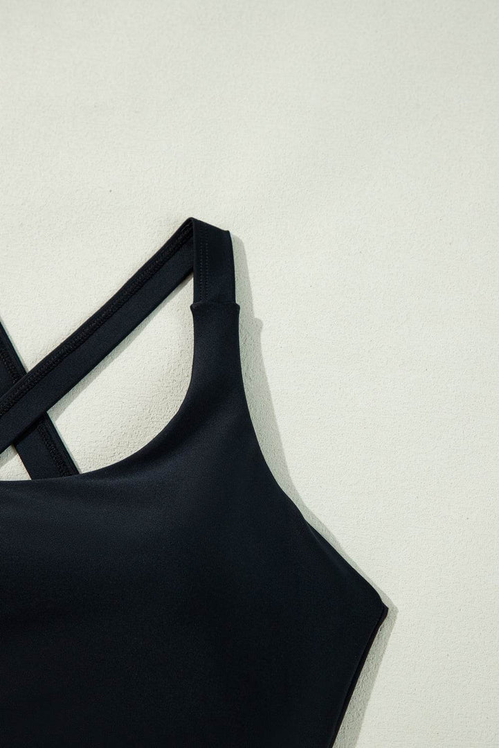 Black Crossover Bikini Tank and Skort Swimwear - Fashion Queen -  21