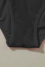 Load image into Gallery viewer, Black Deep V Neck Crossover Backless Ruched High Cut Monokini - Fashion Queen -  13

