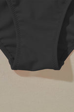 Load image into Gallery viewer, Black Deep V Neck Crossover Backless Ruched High Cut Monokini - Fashion Queen -  9

