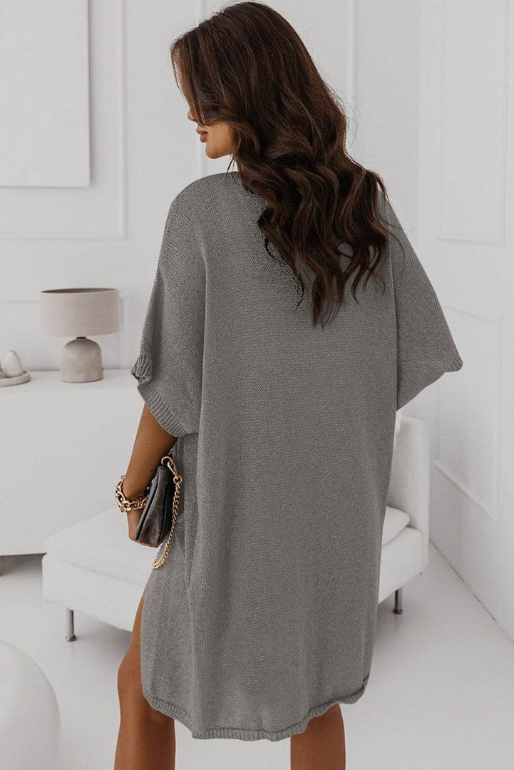 Black Dolman Half Sleeve Pocketed Long Cardigan - Fashion Queen -  10