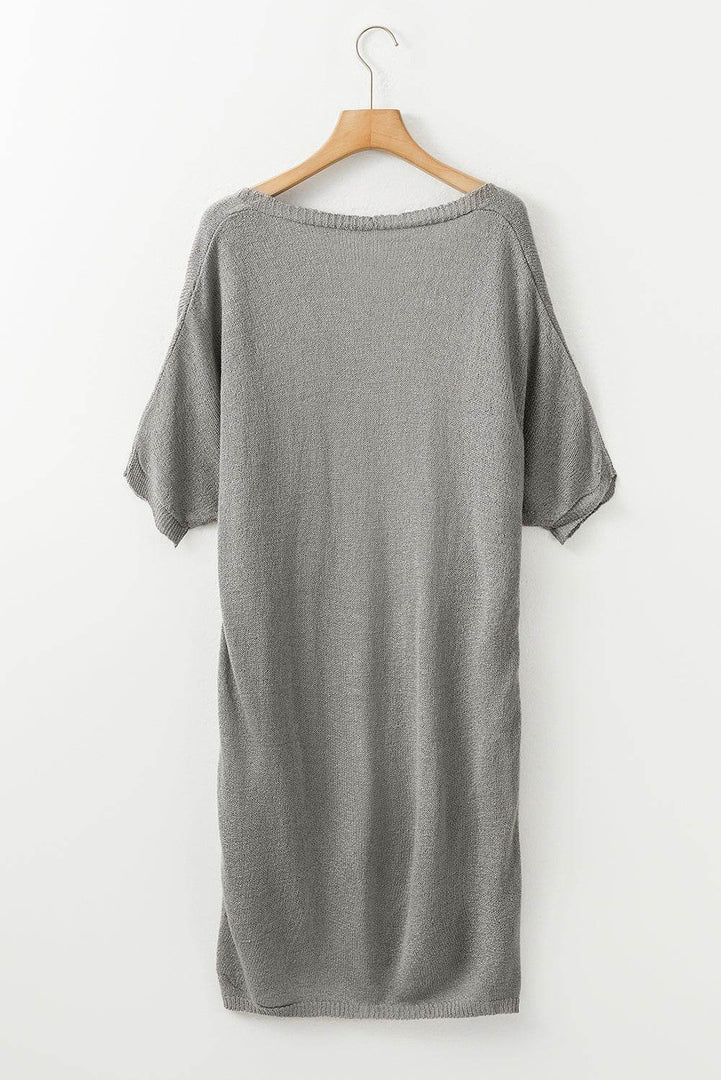 Black Dolman Half Sleeve Pocketed Long Cardigan - Fashion Queen -  13