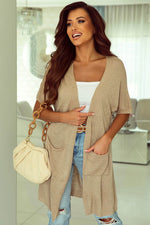 Load image into Gallery viewer, Black Dolman Half Sleeve Pocketed Long Cardigan - Fashion Queen -  15
