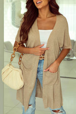Load image into Gallery viewer, Black Dolman Half Sleeve Pocketed Long Cardigan - Fashion Queen -  19
