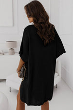 Load image into Gallery viewer, Black Dolman Half Sleeve Pocketed Long Cardigan - Fashion Queen -  2
