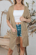 Load image into Gallery viewer, Black Dolman Half Sleeve Pocketed Long Cardigan - Fashion Queen -  25

