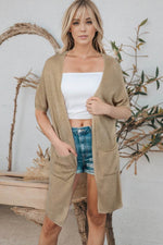 Load image into Gallery viewer, Black Dolman Half Sleeve Pocketed Long Cardigan - Fashion Queen -  26
