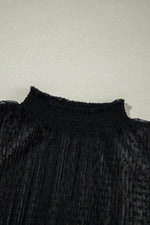 Load image into Gallery viewer, Black Dotty Lace Sheer Mock Neck Long Sleeve Blouse - Fashion Queen -  7

